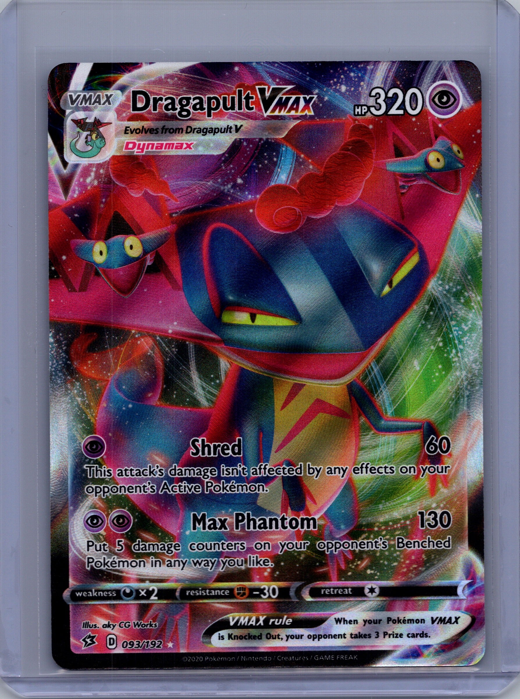 Front of Dragapult VMAX 093/192 from Pokémon Rebel Clash. English raw trading card. Exact card shown.