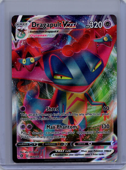 Front of Dragapult VMAX 093/192 from Pokémon Rebel Clash. English raw trading card. Exact card shown.