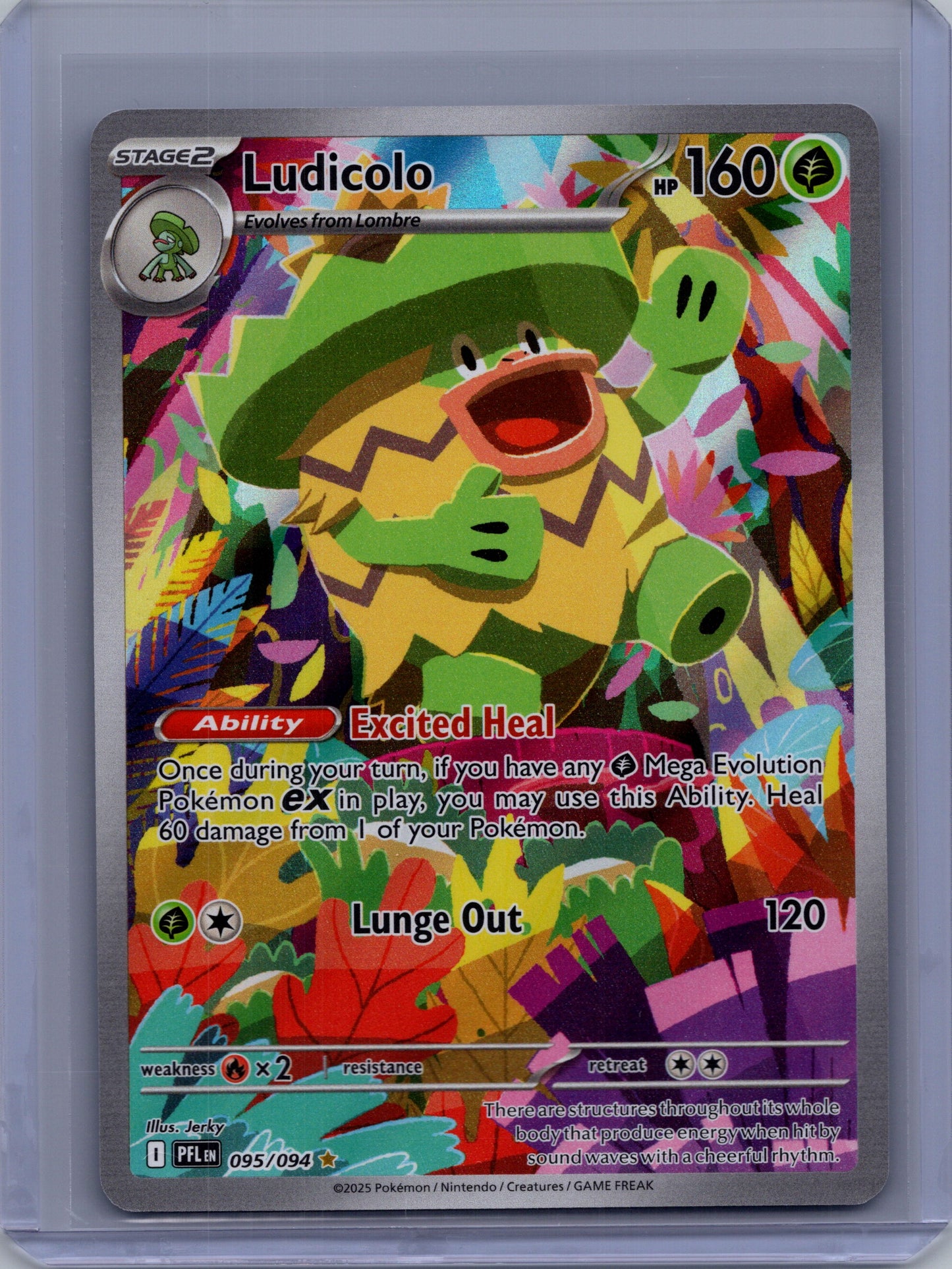 Front of Ludicolo 095/094 from Pokémon Phantasmal Flames. English raw trading card. Exact card shown.
