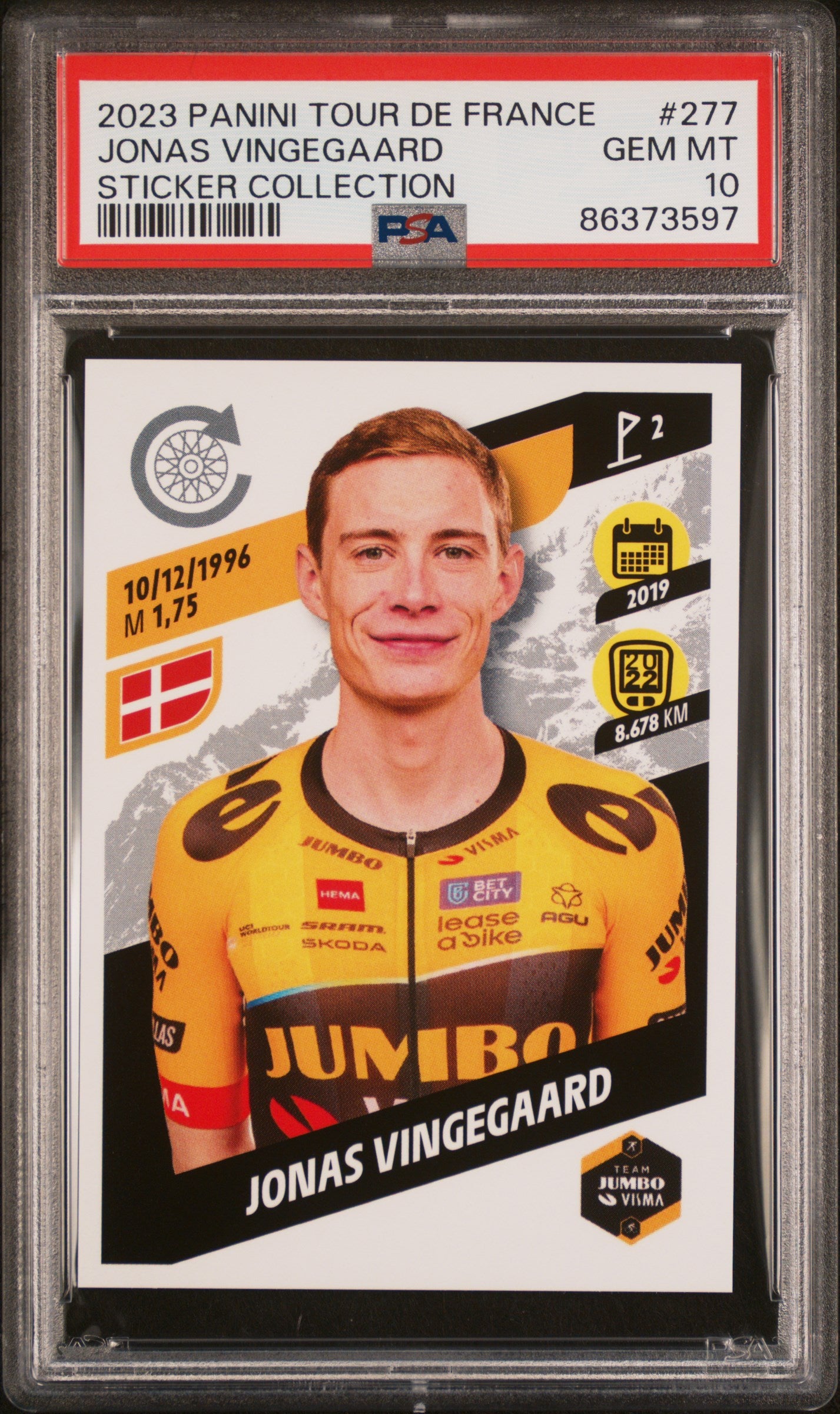 Jonas Vingegaard - 2023 Panini Tour de France Sticker #277 - PSA 10