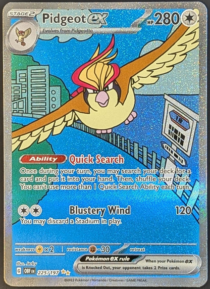 Pidgeot ex 225/197 Special Illustration Rare from Obsidian Flames (English) - Front