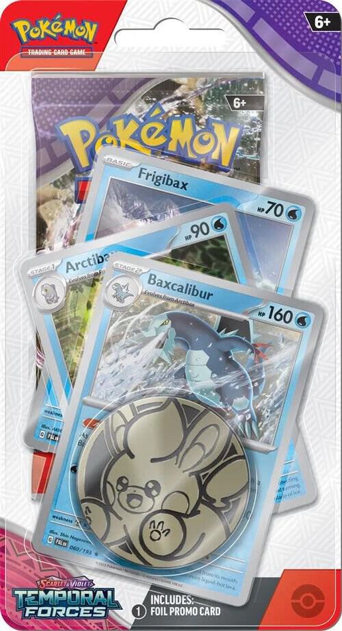 Pokémon TCG Scarlet & Violet Temporal Forces 3-Pack Blister with Baxcalibur Promo Card (English) - Front
